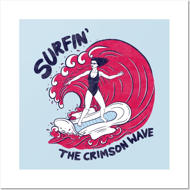 Surfin' the Crimson Wave Wall Art by classycreeps